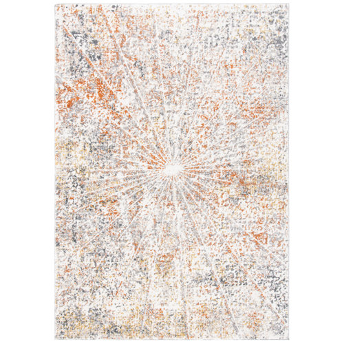 Latitude Run® Abstract Ivory/Gray/Orange Area Rug Wayfair